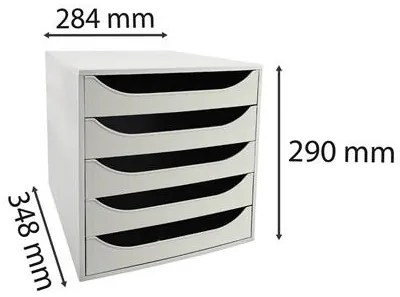 Irattároló, műanyag, 5 fiókos, EXACOMPTA Ecobox Office, szürke (EX229606D)