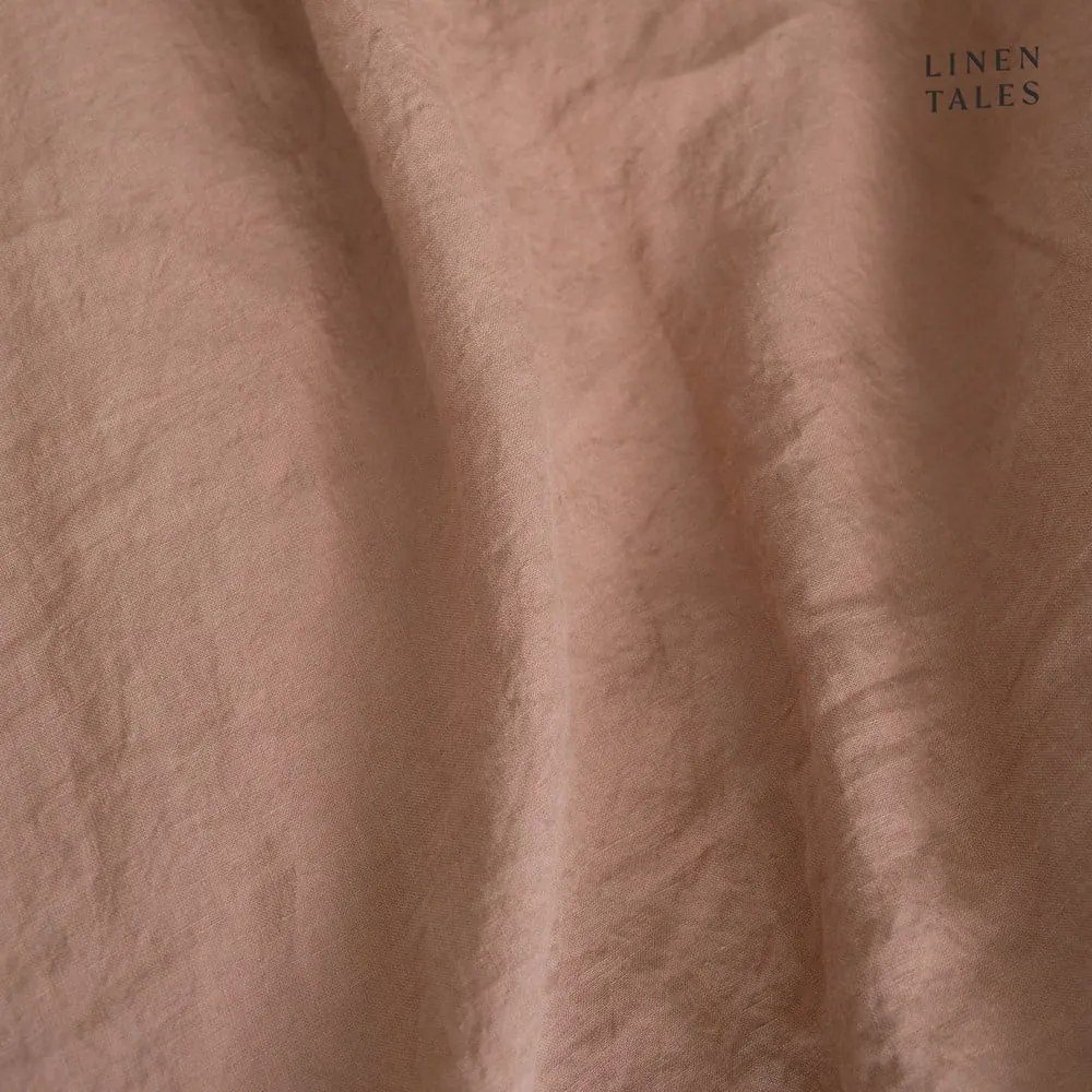 Terrakottabarna len párnahuzat fodros szegéllyel, 50 x 60 cm - Linen Tales