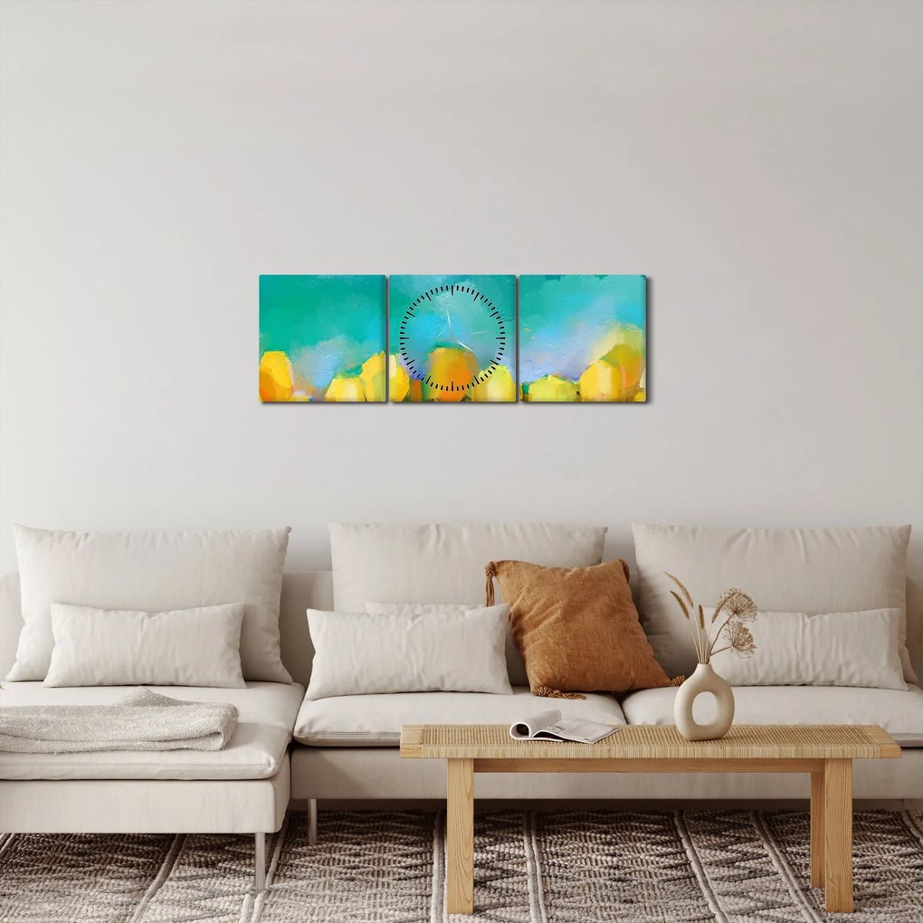 Sárga tulipán képe (órával) (90x30 cm)