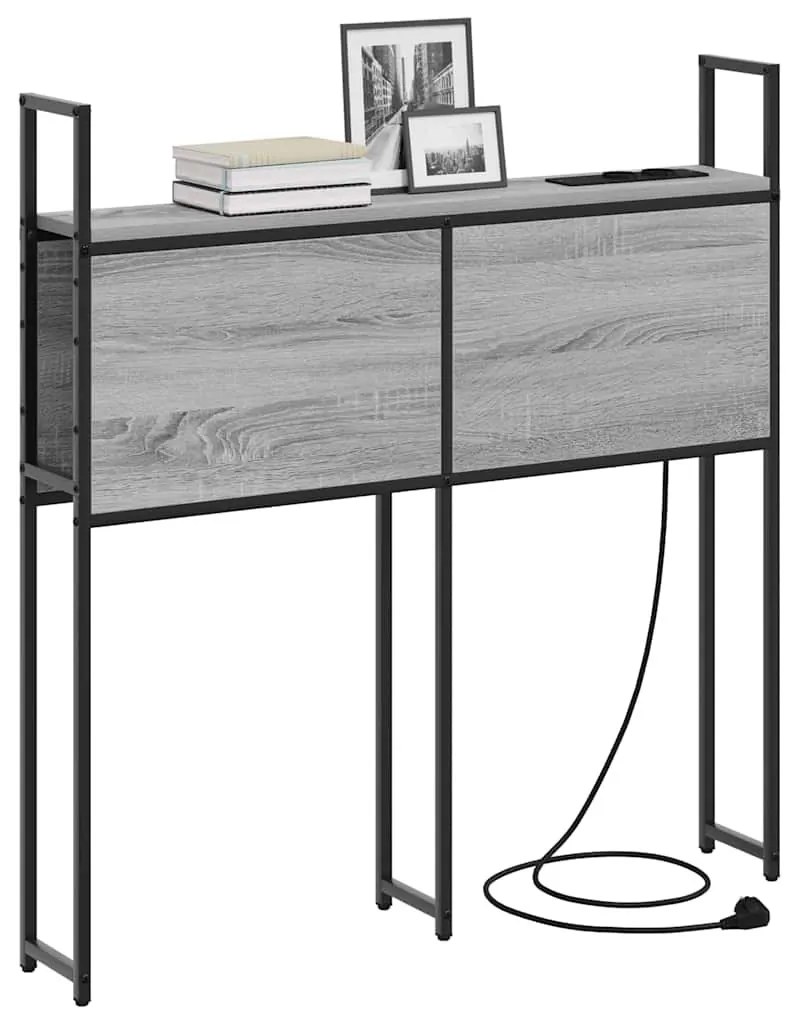Tárolós Fejtámla Töltő Állomással Szürke sonoma 80 cm Faanyag