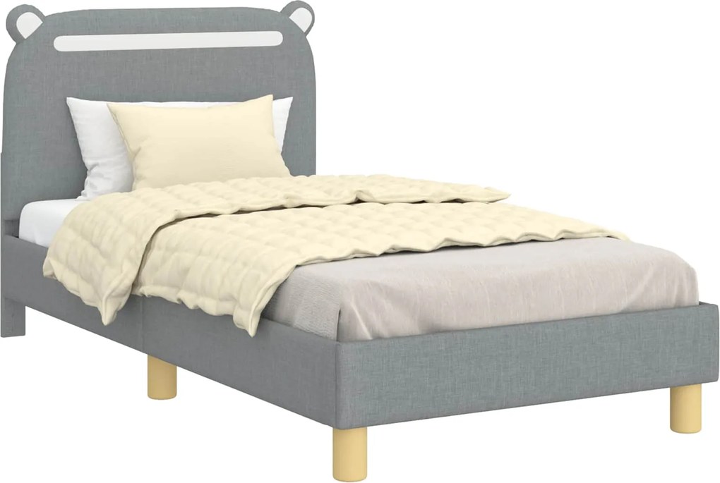 vidaXL Gyerekágy kerettel fejtámlával Világosszürke 80 x 160 cm szövet