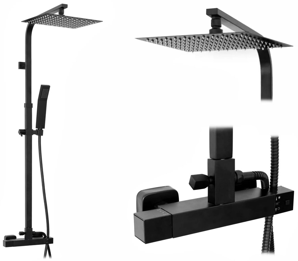 Termosztátos zuhanyszett Rea FENIX  Milan black mat