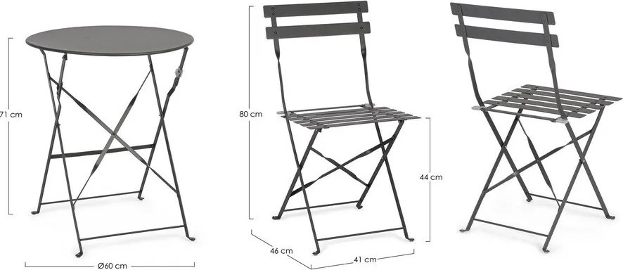 Antracitszürke acél kétszemélyes kerti étkezőgarnitúra Austin – Bizzotto