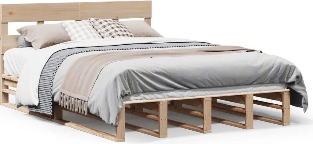 vidaXL tömör fenyőfa ágy matrac nélkül 140 x 190 cm