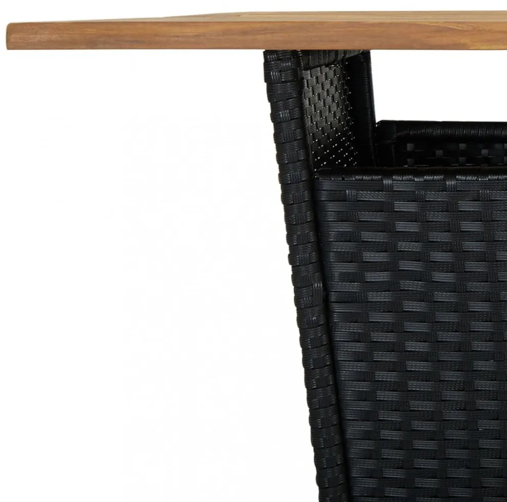 vidaXL 9 részes fekete polyrattan kerti bárszett párnákkal