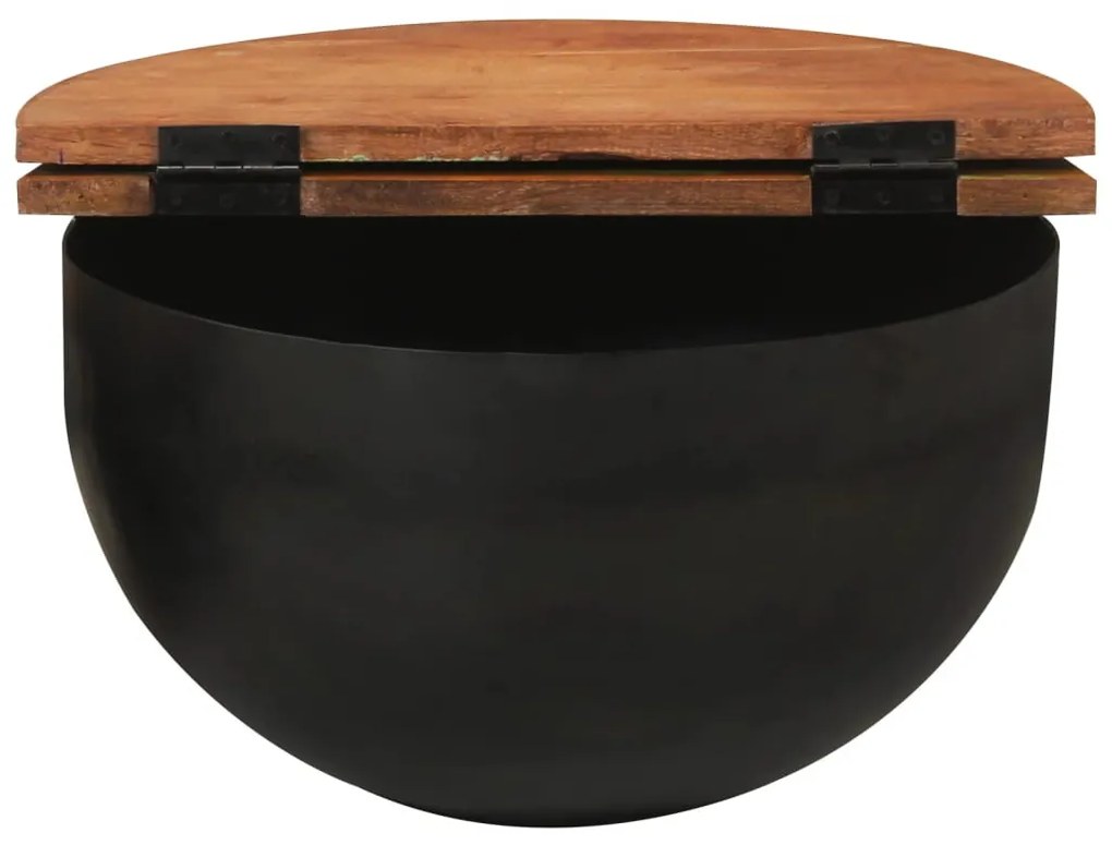 Fekete tömör újrahasznosított fa dohányzóasztal 50 x 27 cm