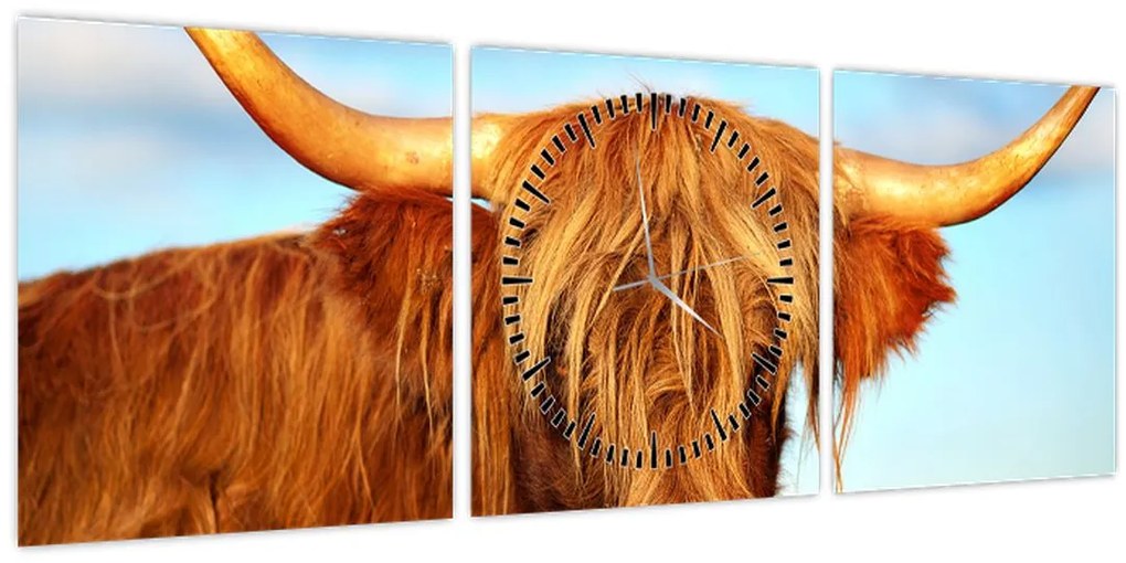 Kép - Skót tehén (órával) (90x30 cm)