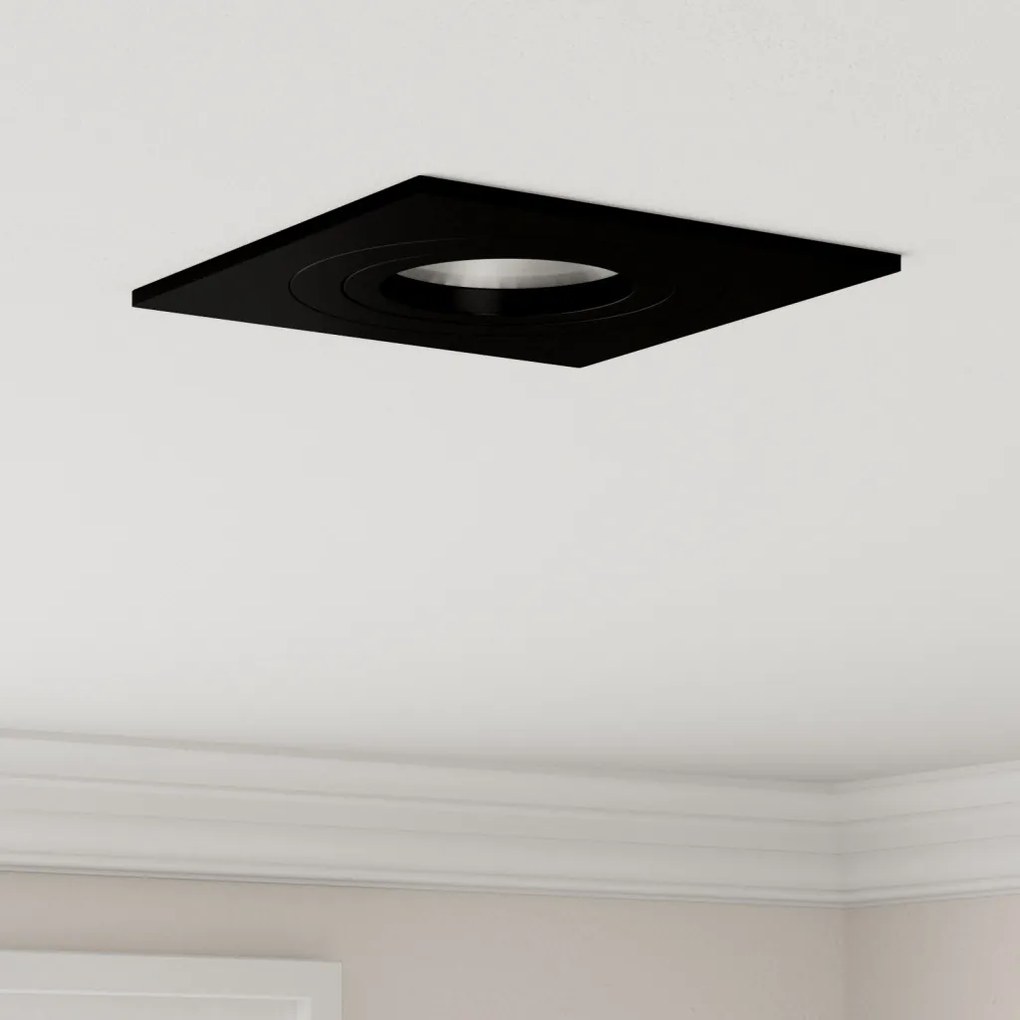 Beépített spotlámpák 12 db Négyzet GU10 Fekete 91x91 mm
