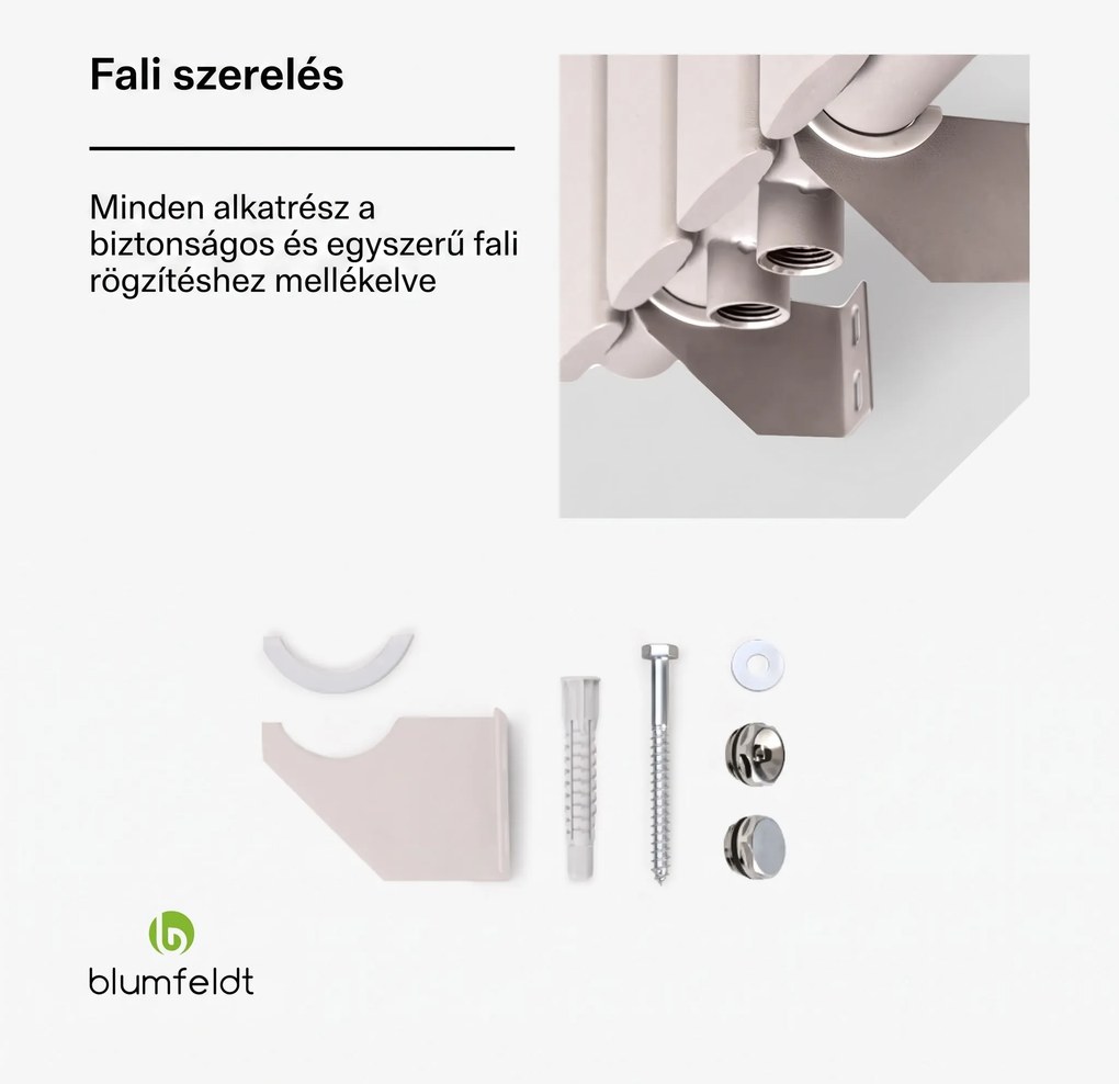 Blumfeldt Tallheo, 41 x 180, radiátor, fürdőszoba radiátor, csőradiátor, 1435 W, melegvizes, 1/2