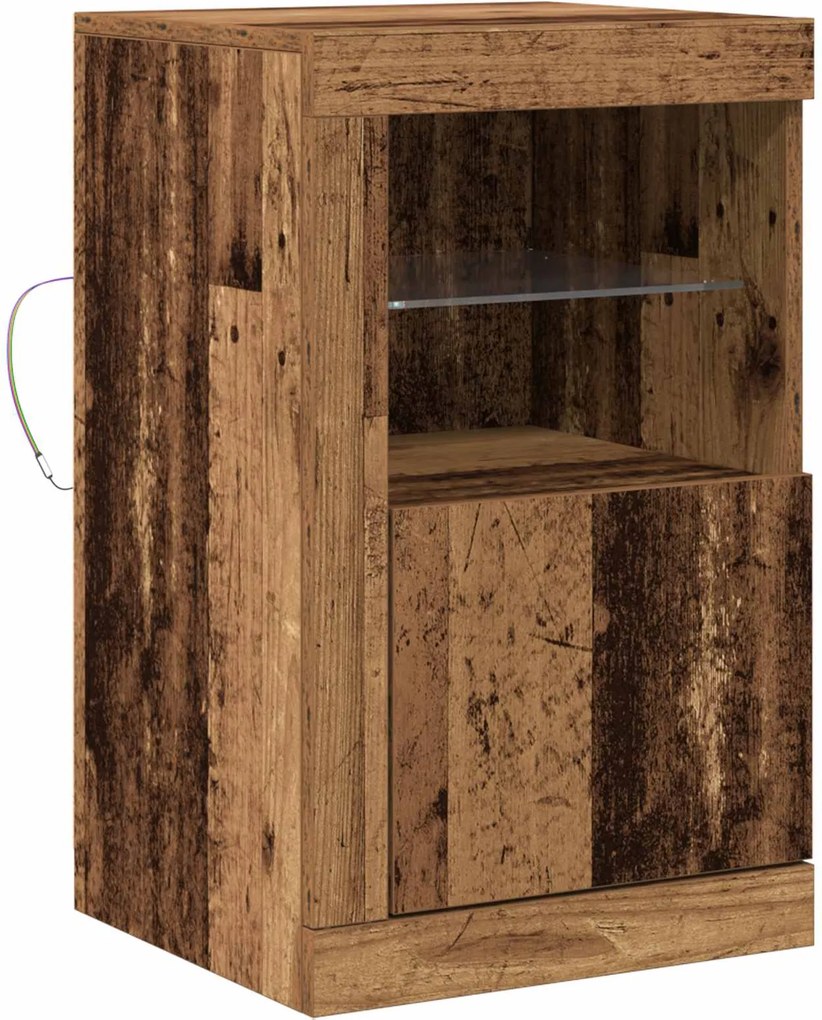 vidaXL LED tálaló LED -es lámpákkal Öreg fa 41 x 37 x 67 cm Faanyag