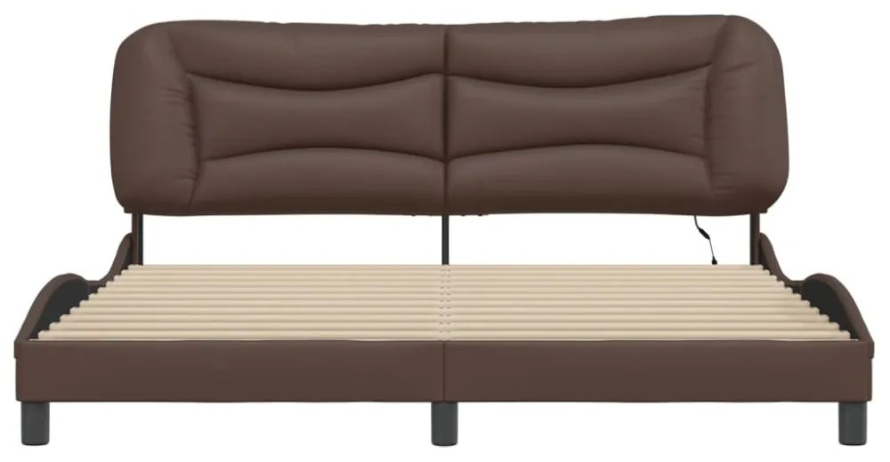 barna ágykeret LED-ekkel matrac nélkül Hvar 180 x 200 cm