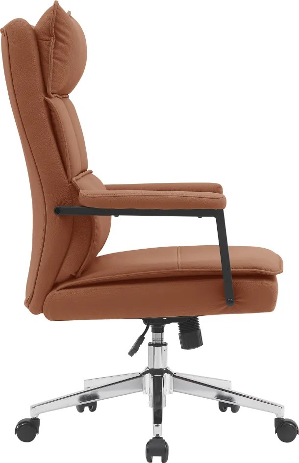 Irodai szék, barna camel ekobőr/króm, KAHIL