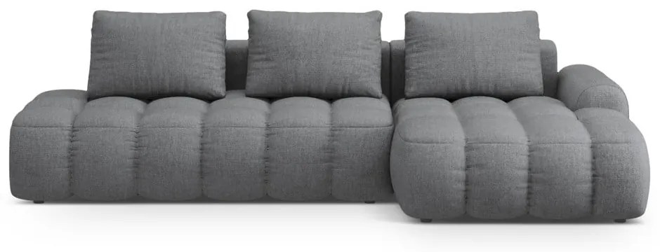 Szürke kinyitható-tárolóhelyes sarokkanapé (jobb oldali-heverő résszel) Linz – Cosmopolitan Design
