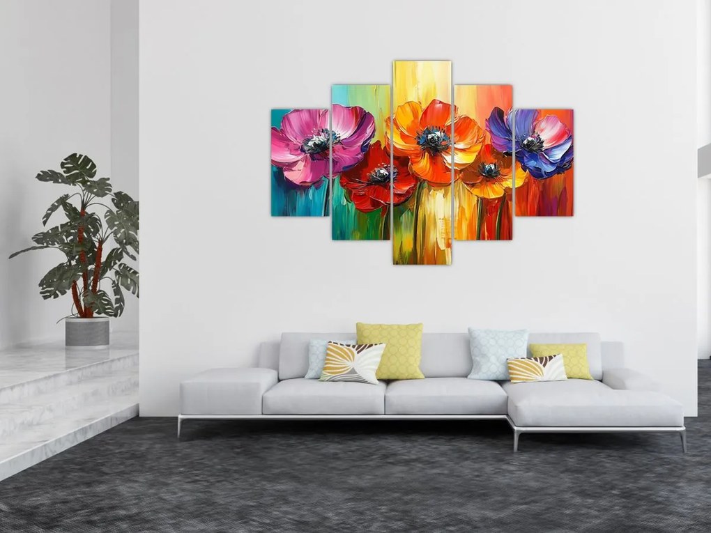 Kép - Öt színes virág (150x105 cm)