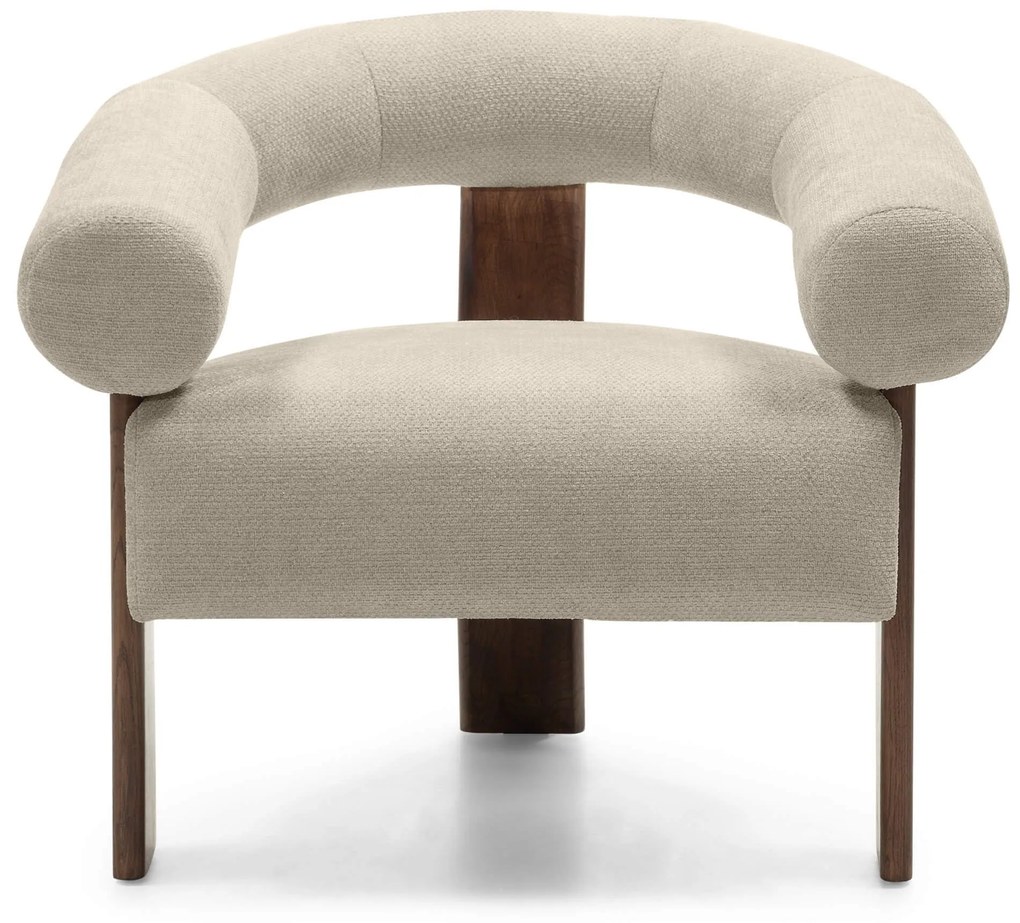 Bézs design fotel KOKEI ALIA, dió színű dekor