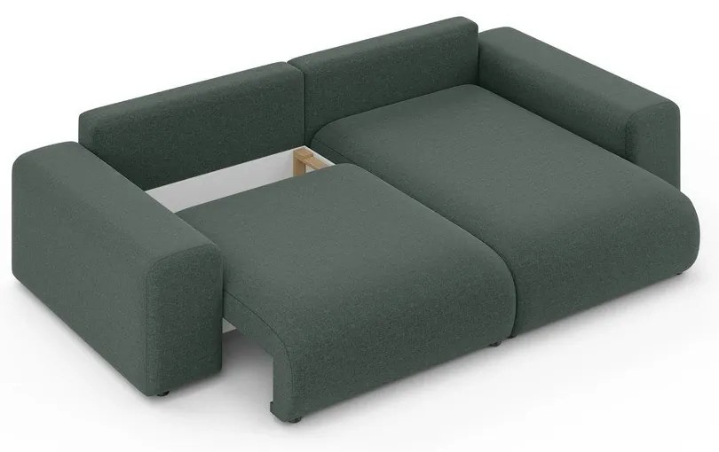 Sötétzöld kinyitható tárolóhelyes sarokkanapé (variálható sarok) Luma – Ropez