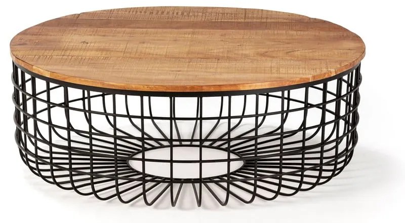 Natúr színű kerek dohányzóasztal akácfa asztallappal ø 102 cm Suvan – MOME