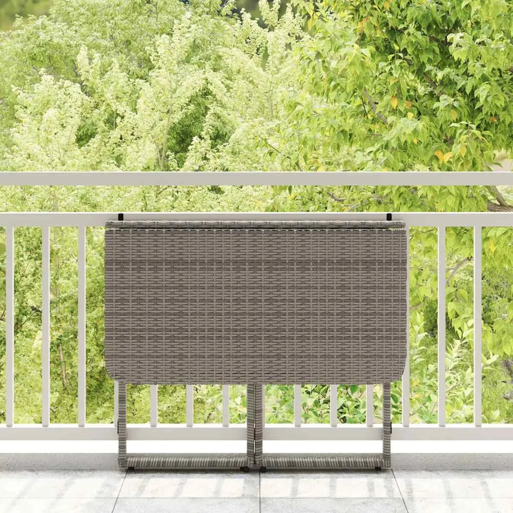 szürke polyrattan összecsukható kerti asztal 90x51x75 cm