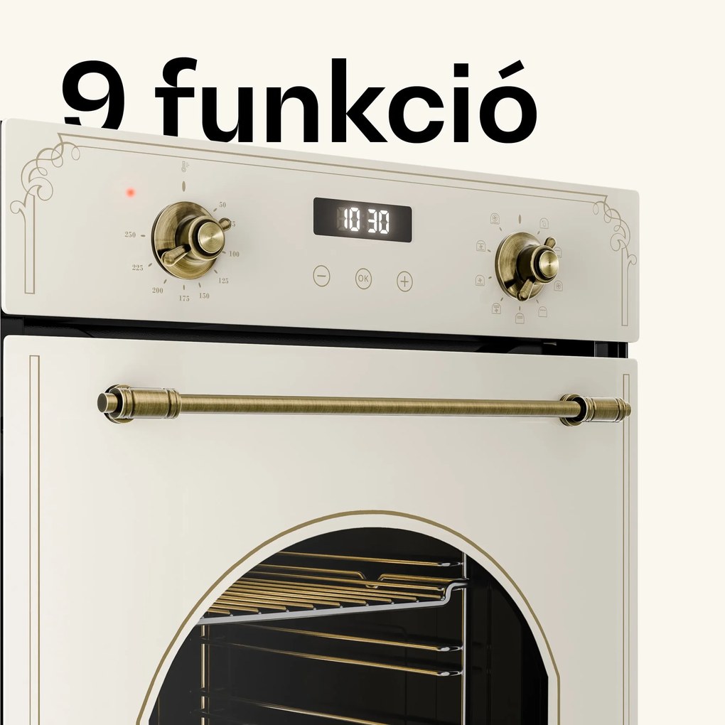Klarstein Victoria beépített sütő 45 cm 49 l krémszín