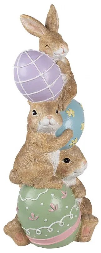 Nyuszi trió tojásokkal húsvéti dekorációs figura