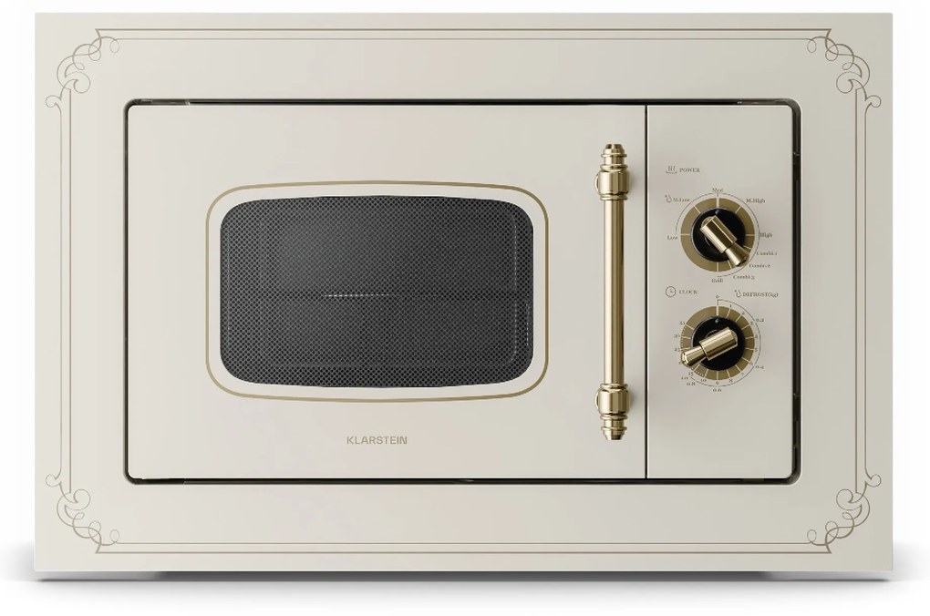 Klarstein Victoria 20, beépített mikrohullámú sütő, 20 l, 800 W, grill: 1000 W, elefántcsont