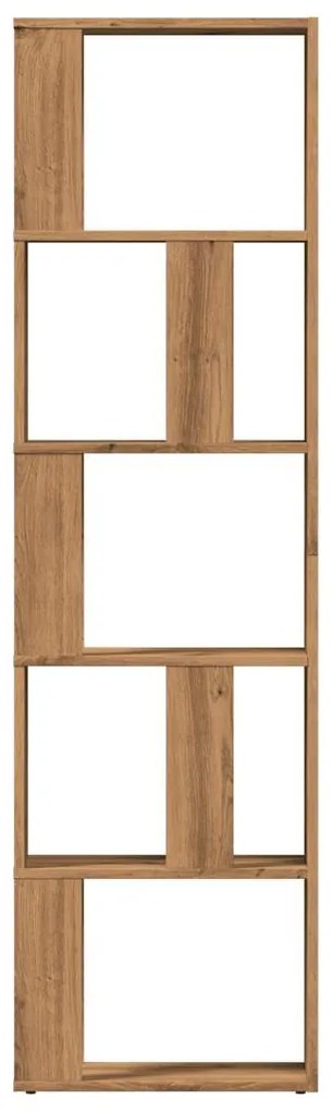 kézműves tölgy színű szerelt fa könyvszekrény 45x24x159 cm
