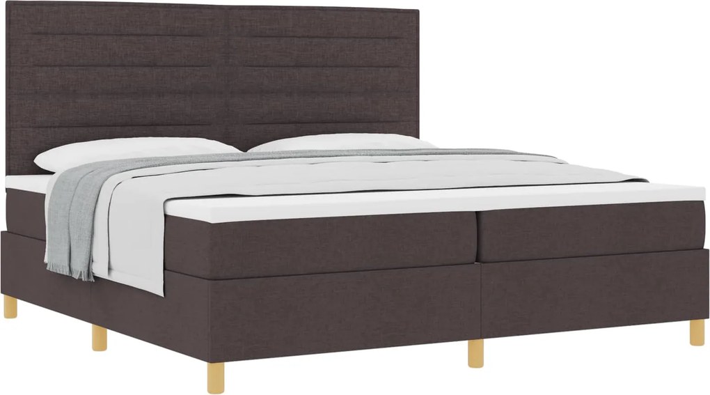 vidaXL Boxrugós ágy matracmal Sötét Barna 200 x 200 cm szövet