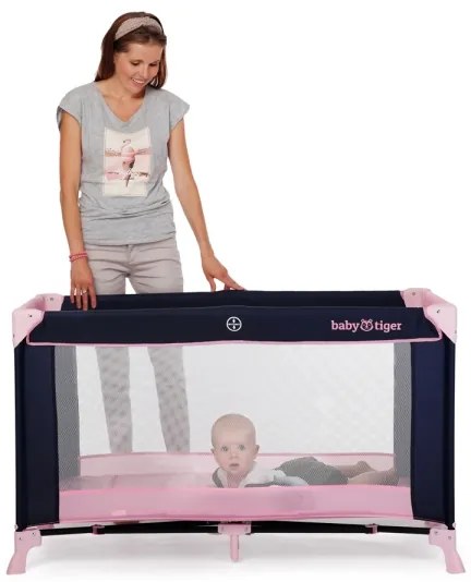 KINDERKRAFT - Utazó kiságy Baby Tiger VIKI rózsaszín