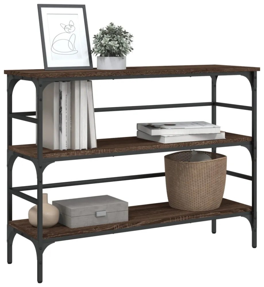 barna tölgyszínű szerelt fa tálalóasztal 100 x 32 x 75 cm