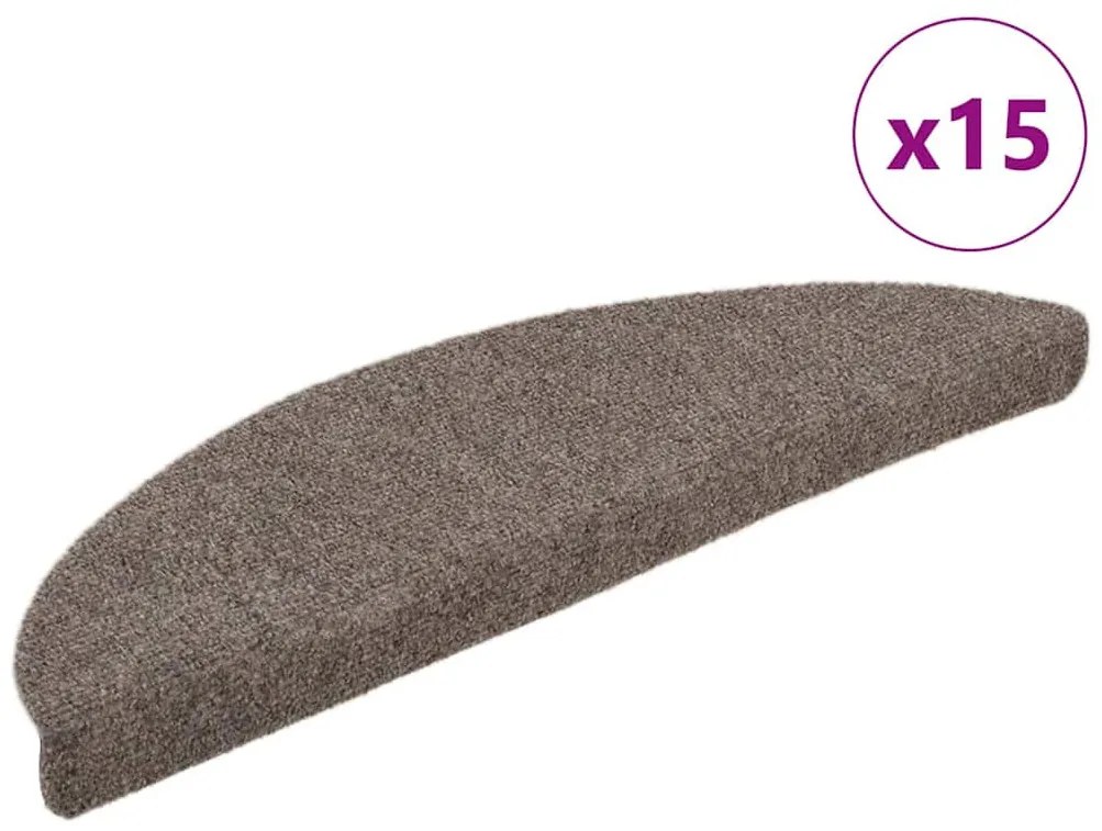 15 db krémszínű tűlyukasztott öntapadó lépcsőszőnyeg 65x21x4 cm