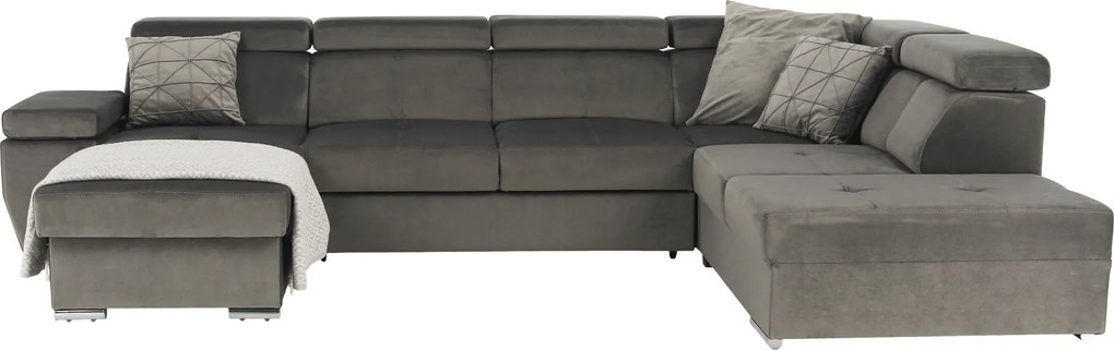 Ülőgarnitúra, szürkésbarna taupe, balos, LAMORA U