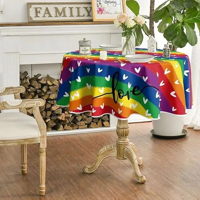 Abrosz asztalra Kerek 140x140 cm Asztal dekoráció Szivárvány minta