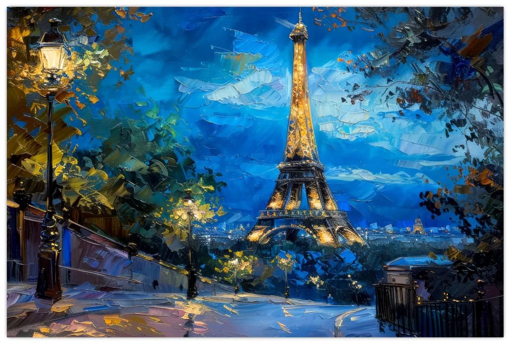 Kép - Olajfestmény az Eiffel-toronyról (90x60 cm)