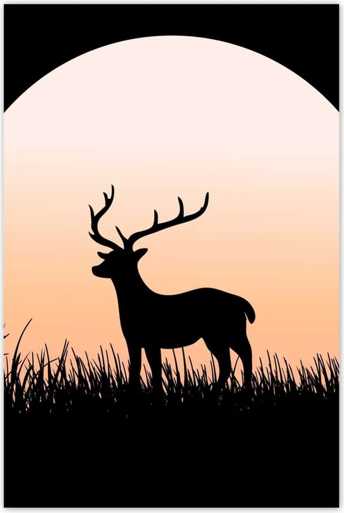 Poszterek 80x120 Szarvas sziluett éjszaka