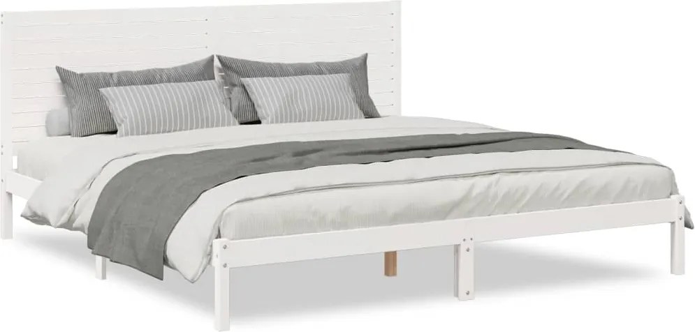vidaXL fehér tömör fa extra hosszú ágykeret matrac nélkül 180 x 220 cm