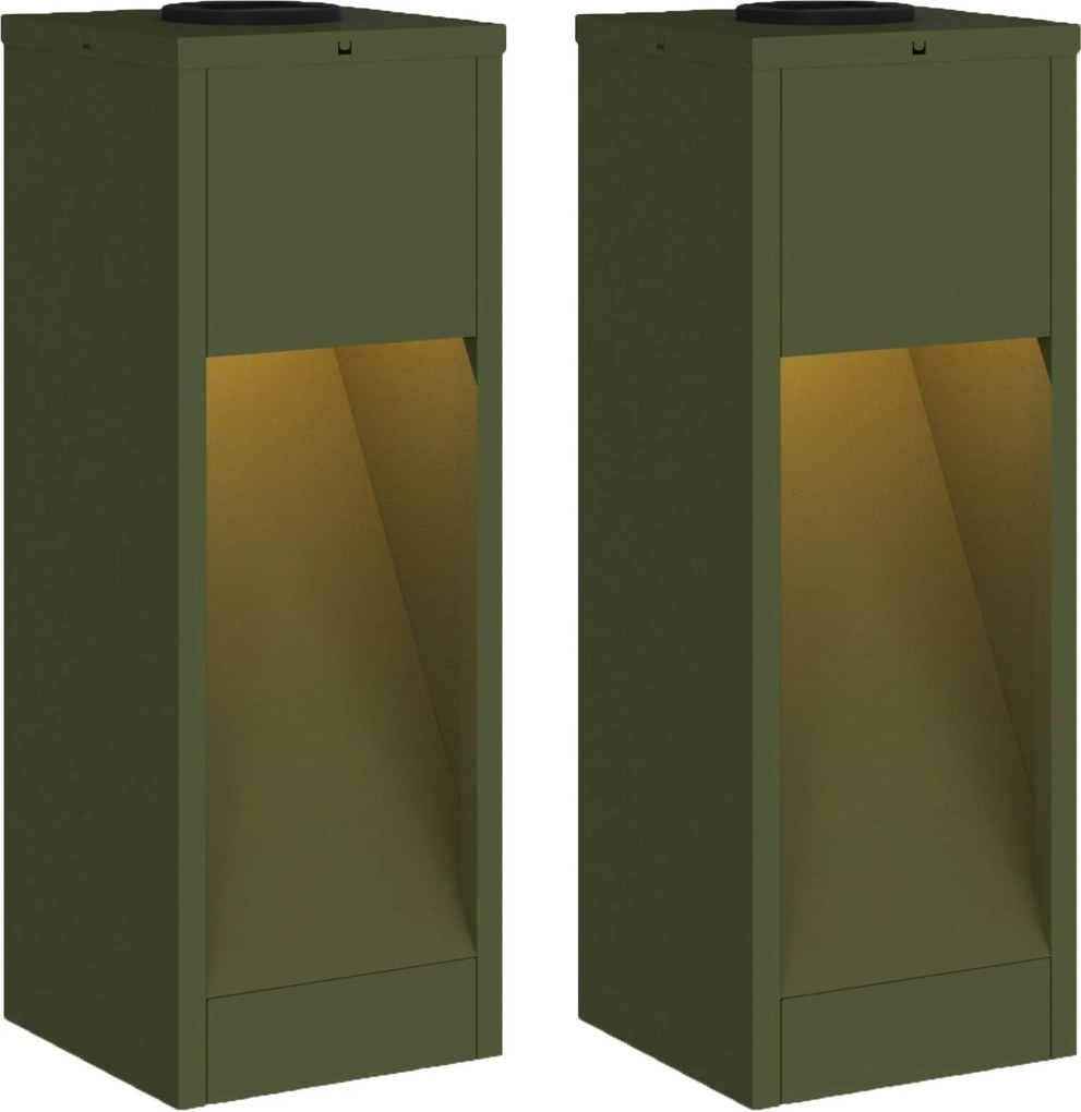 vidaXL Napelemes LED Útjelző Lámpa 2 pcs Olajzöld