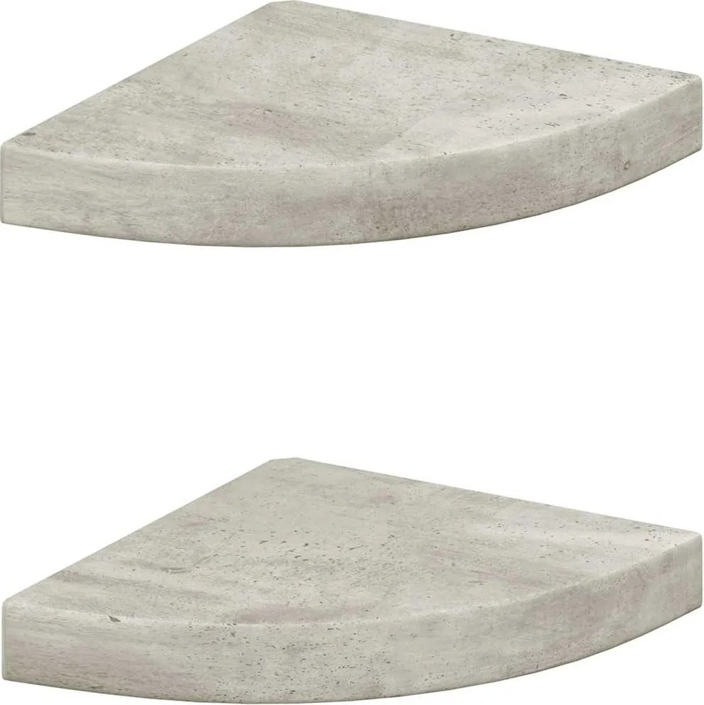 vidaXL 2 db betonszürke MDF fali sarokpolc 25 x 25 x 3,8 cm