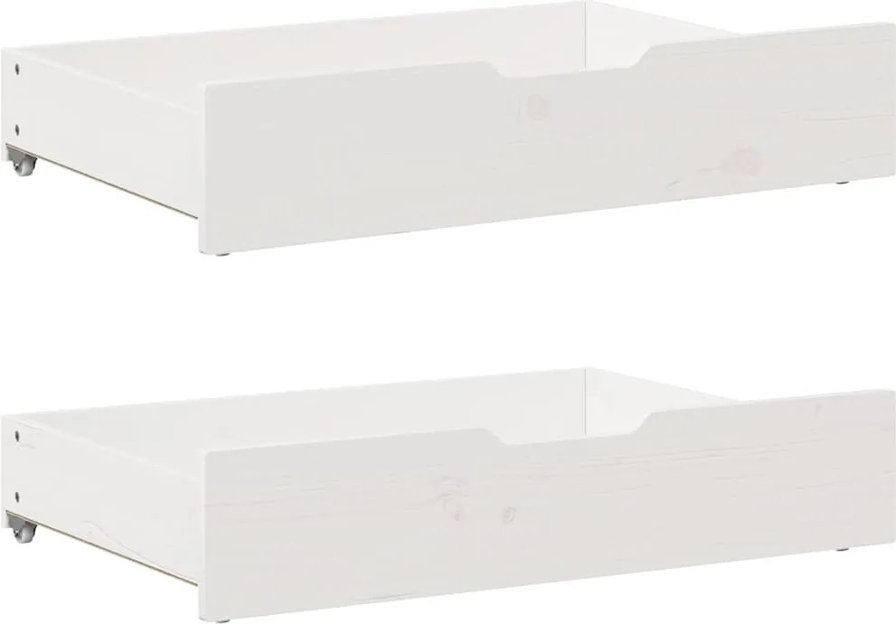vidaXL 2 db fehér tömör fenyőfa ágy alatti fiók 85 x 55 x 17 cm