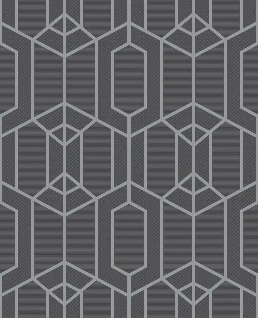 Szürke Vinil Tapéta Minta Ezüst Vonalak Geometria