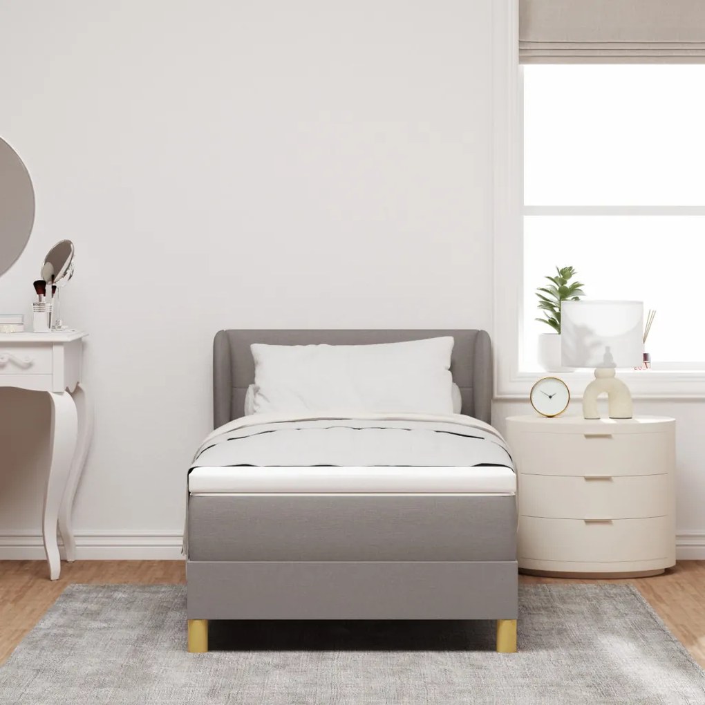 Boxspring Ágy Mattal Szürke, 90x200 cm, Szövet
