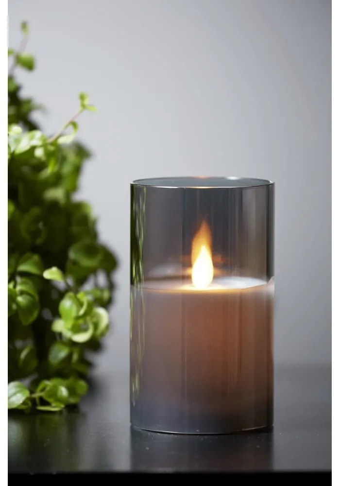 M-Twinkle szürke LED viaszgyertya üvegben, magasság 12,5 cm - Star Trading