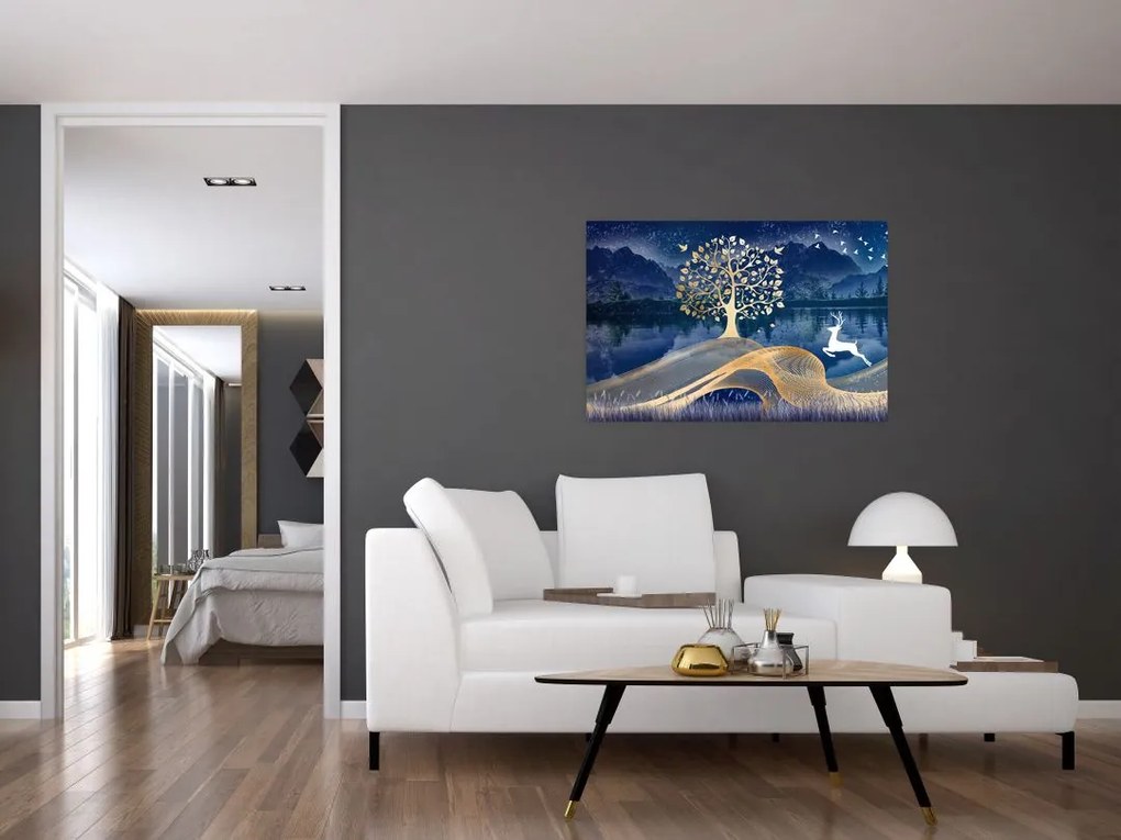 Szarvas képe teliholdkor (90x60 cm)