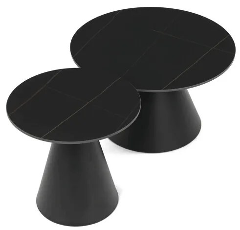 Dohányzóasztal 70×70×40,5 cm, Kerámia Márvány. CT-F4118 BK