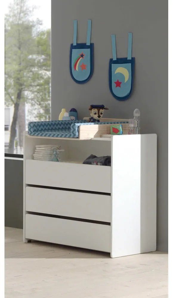 Fehér borovi fenyő alacsony gyerek komód pelenkázó feltéttel 90x106 cm KIDDY – Vipack