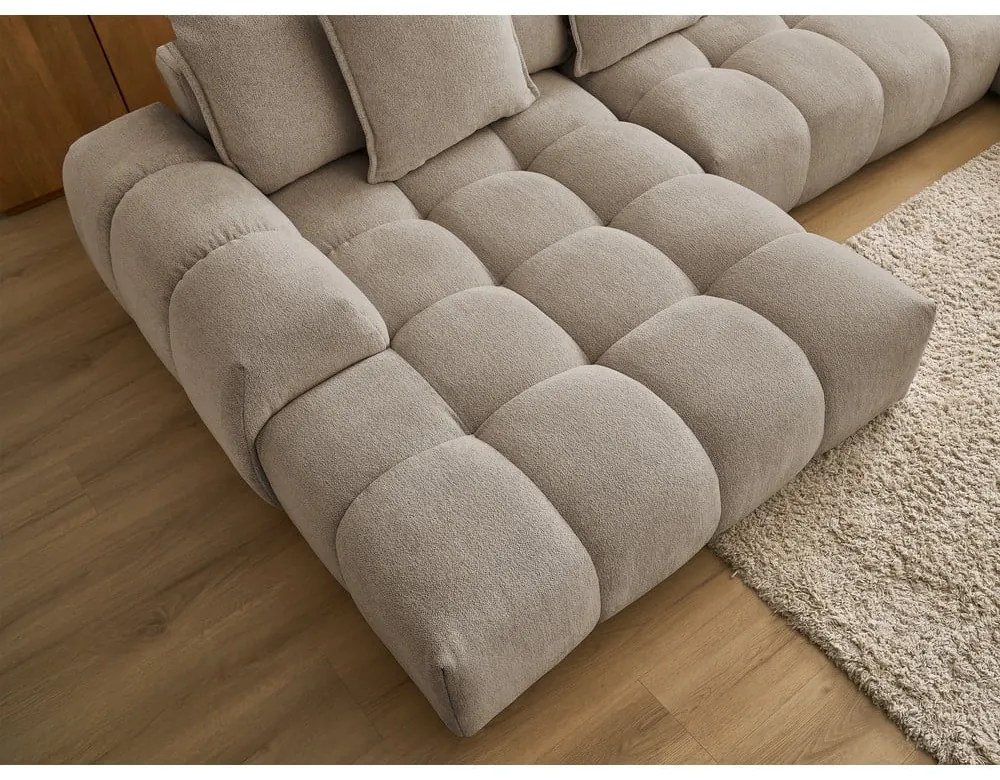 Szürkésbarna zsenília kinyitható-tárolóhelyes sarokkanapé (jobb oldali-U alakú) Everest – Bobochic Paris