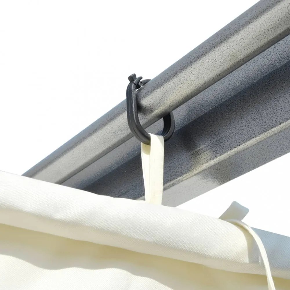 fehér-krémszínű acélpergola behúzható tetővel 3 x 3 m