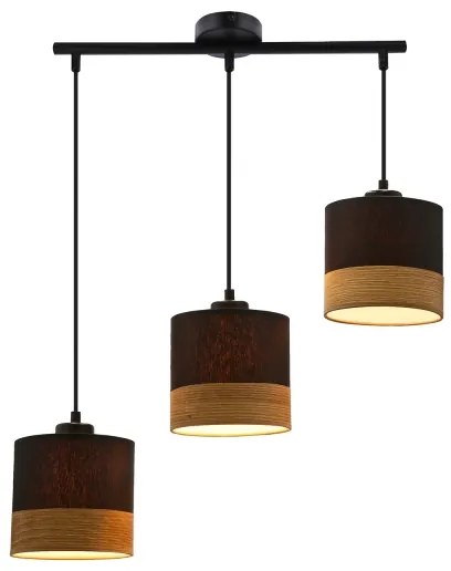 Csillár zsinóron PORTO 3xE27/60W/230V fekete/barna