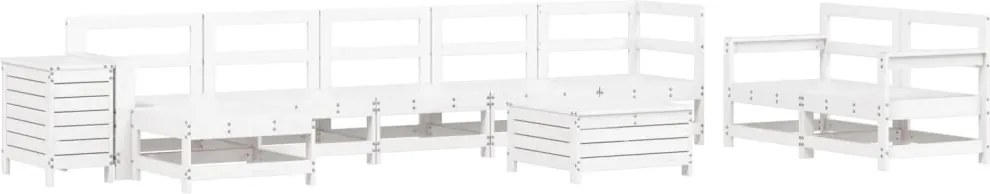 vidaXL 10 részes fehér tömör fenyőfa kerti kanapészett