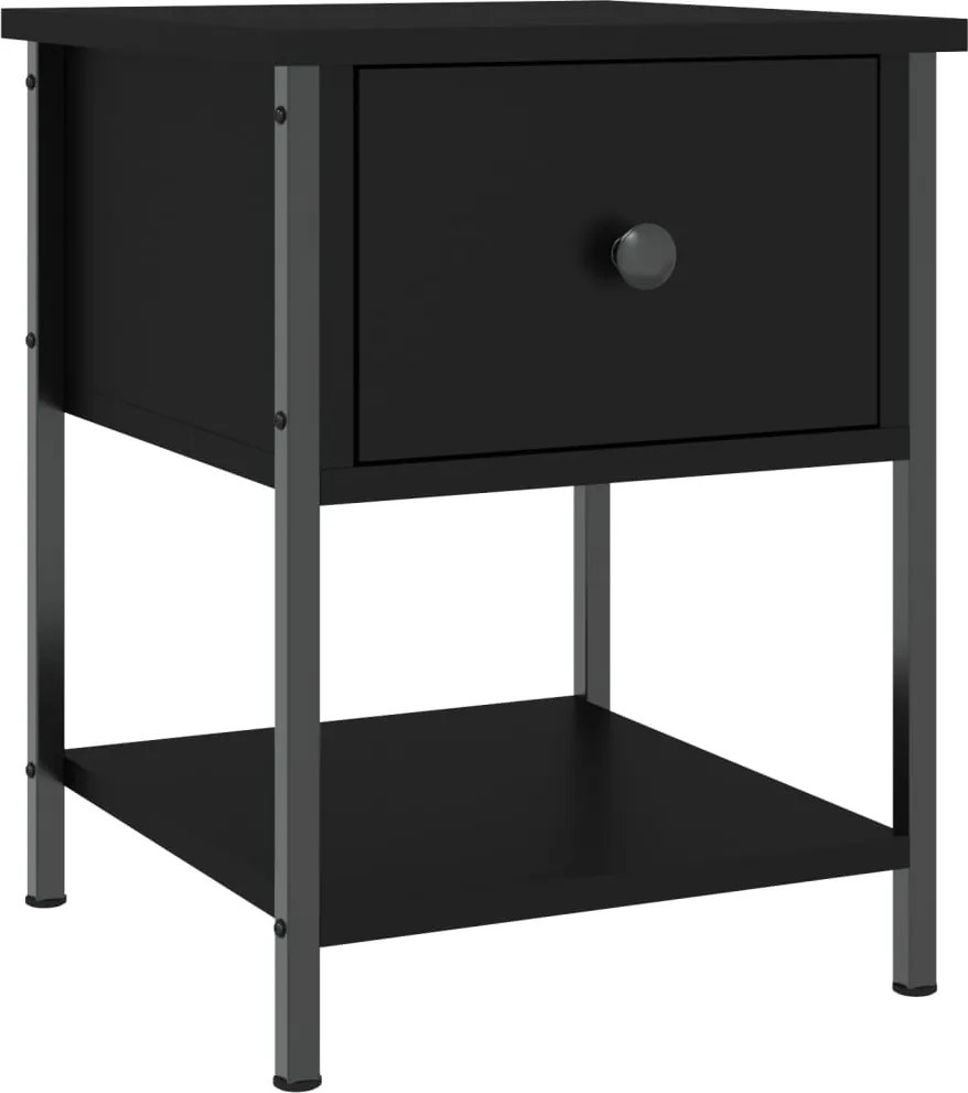 vidaXL fekete szerelt fa éjjeliszekrény 34 x 35,5 x 45 cm