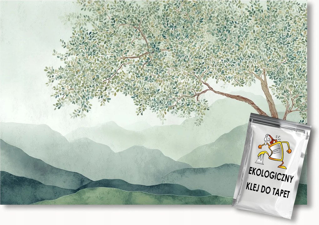 Fotótapéta Flizelina Gyerekek Tájkép Hegyek Zöld Fa 300x210 ragasztó